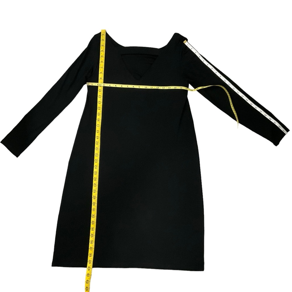 Eileen Fisher Shift Dress Black Ballet Neck Cut-Out Back Classic LBD  Si… - Picture 14 of 16